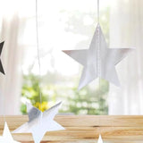 Silver Star Garland, 78 Feet Double Side Hanging Sparkly Paper Star Banner Decorations For Birthday Wedding Engagement Baby Shower Christmas Thanksgiving Halloween