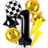 7 Pcs 'One Happy Dude' Birthday Decorations Lightning Bolt Balloons for Kids