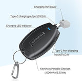 Usb C Keychain Portable Charger Power Bank Compatible With Iphone 16/15, 1600Mah Mini Type-C Power Emergency Pod Ultra-Compact External Battery Pack -Black