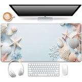 Large Mouse Pad,Edge Stitched Mousepad,Non-Slip Laptop Desk Mat, Desk Writing Pad For Office And Home,31.5 X 13.8 Inch - Blue Shells Starfish