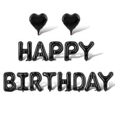 Black Happy Birthday Balloons Banner Foil Balloons Letters Bachelorette Balloon For Black Themed Party Decoration Supplies Halloween Birthday Decoration Decor Ballons Arch Kits Party Balloon Set 15Pcs