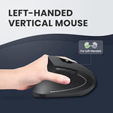 Perixx PERIMICE-713L, Wireless Ergonomic Left Handed Vertical Mouse, 6 Buttons Design, 3 Level DPI, Black, Medium