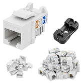 Ul Listed 25 Pack Cat6 Keystone Jacks And Punch Down Stand, Slim Profile Rj45