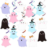 20pcs Halloween Hanging Swirls, Colorful Ghost Foil Ceiling Decorations for Party