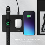Satechi Trio Wireless Charger with Magnetic Pad, Qi Certified, Compatible with iPhone 16 Pro Max/16 Pro/16/16 Plus, AirPods Pro/Gen 3, Apple Watch Ultra & Series (CT-X3TWCPM)