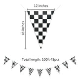 100Ft Black And White Checkered Flag Banner Racing Birthday Decoration
