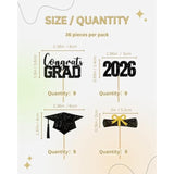 Graduation Cupcake Toppers 2026, 36 Pcs Glitter Class Of 2026 Cupcake Toppers Supplies, Includes Stands Graduation Party Decorations For Table Toppers. (36, Bg)