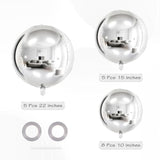 18 Pcs Silver Foil Balloons Shiny Round Balloons Set Large Balloon Garland Arch For Birthday Graduation Wedding Bachelorette Party Decorations, 5 Pcs 22 Inches, 5 Pcs 15 Inches, 8 Pcs 10 Inches