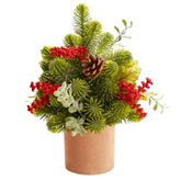 Small Christmas Tree, Artificial Mini Tabletop Christmas Tree With Pine Cones And Green Plants, Suitable For Christmas Decorations Indoor Tables In Households