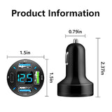 Car Charger 66W Super Fast Charging With Usb C&Qc 3.0(Voltmeter&Led Lights) Universal Quick Charge For 12-24V Car Cigarette Lighter Plug,Compatible With Iphone 14 13,S22,Ipad(2Pcs-Black-Qc/Pd/2.4A)