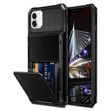 Compatible With Iphone 12 Case 5G Wallet 4-Card Slot Credit Card Holder Flip Hidden Pocket Dual Layer Protective Back Cover Compatible With Iphone 12 5G 6.1Inch Black