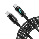 100W 4Ft Usb C To Usb C Cable Fast Charge, Nylon Braided Cable With Led Displa