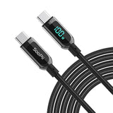 100W 4Ft Usb C To Usb C Cable Fast Charge, Nylon Braided Cable With Led Displa