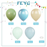 Blue And Green Balloons,60 Pcs 12 Inches Avocado Macaron Green Retro Sea Fog Blue Retro Apricot Balloons For Birthday Baby Shower Graduation Engagement Party Decorations