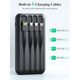 Power-Bank-Solar-Portable-Charger - 40000Mah Power Bank Large Capacity Built In 3 Output And 1 Input Cables And Flashlight 5V3.1A Fast Charger Compatible With All Smart Phones And Devices