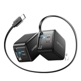 3-In-1 Retractable Usb C Charger Block For Iphone 16, 58W Fast Retractable Phone Charger Wall Plug, For Iphone 16/15/14/13/12/11, Ipad, Samsung And More - Black