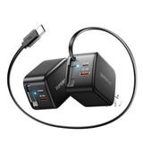 3-In-1 Retractable Usb C Charger Block For Iphone 16, 58W Fast Retractable Phone Charger Wall Plug, For Iphone 16/15/14/13/12/11, Ipad, Samsung And More - Black