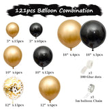 121PCS Black Gold Balloon Garland Kit for Birthday, Graduation, and Parties