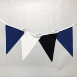 40Ft Blue Black White Fabric Bunting Banner Pennant Hanging Party Decorations Cotton Triangle Flag Garland For Graduation Father'S Day Boys Gaming Video Game Baptism Birthday Wedding Baby Shower Decor