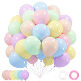 Pastel Balloons Set, 60Pcs 12 Inch Rainbow Macaron Pink Blue Purple Green Yellow Orange Colorful Latex Balloon For Birthday Baby Shower Bridal Shower Wedding Party Decorations