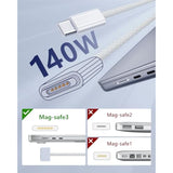 140W Usb C To Magnetic 3 Cable (2M/6.6Ft), Usb C Cable Compatible With Macbook Pro (16/14-Inch 2023/2021), Macbook Air (15/13-Inch M3 2024, 15-Inch M2 2023, 13-Inch M2 2022), Silver