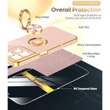 For Moto-G-5G-2025 Case: ??????? ?????? ?? ?????????? ????????? 1 Pack Tempered Glass Screen Protector And 360° Rotatable Ring Holder Magnetic Kickstand, Plating Rose Gold Edge Case, Pink