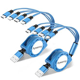 Multi Charging Cable 4A 2Pack 3.3Ft Retractable Fast Charger Cable 4 In 1 Multi Charging Cord Usb Cable With Phone/Type C/Micro Usb Ports For Cell Phones/Tablets/Samsung Galaxy/Ps & More