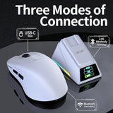 Ajazz Aj159 Apex Wireless Gaming Mouse 2.4G Wired Bt|Rgb Magnetic Screen Charging Dock|Lightweight|42K Optical Tracking|400Mah Battery |Paw3950Apex Sensor.