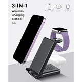 Wireless Charging Station,3 In 1 Charging Stand Made For Apple Watch Ultra 11 10 9 8 7 6 Se 5 4 3,Fast Wireless Charger Made For Iphone 17/Air/16/15/14/13/12,For Airpods Pro(With Adapter) (Black)