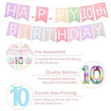 10Th Birthday Decorations For Girl Pre Strung Banner Pennants Pastel Macaron Birthday Decor For 10 Year Old Girl