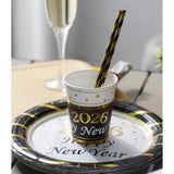 128-Piece New Year 2026 Party Set Serves 16 Includes Plates Napkins Cups Cutlery Straws