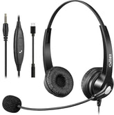 3.5mm Headset with Microphone Noise Cancelling for Cell Phone PC Laptop, Stereo Computer Headphones for iPhone Android Call Center Office Skype,