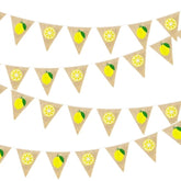 24Ft Lemon Burlap Pennant Banner – Rustic Triangle Garland for Summer Parties & Showers