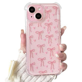 Compatible For Iphone 15 Plus Case Clear Cute Bowknot Heart With Four Corners Shockproof Design For Girls Women Soft Tpu More Protective Girly For Iphone 15 Plus Case-Pink Bow