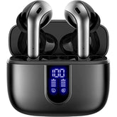 Bluetooth Wireless Earbuds, 60H Playback, LED Display, IPX5, with Mic