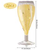 4 Pc Champagne Bottle & Glass Foil Balloons Large Mylar Party Decorations