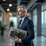 3-Pocket Organizer, Mouse Holder For Laptop Stick On – External Hard Drive Sleeve For Macbook, Laptop Mouse Holder (Black)