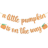 Pumpkin Baby Shower Decorations A Little Pumpkin Is On The Way Banner Orange Glitter Pumpkin Birthday Party Decorations Orange Little Pumpkin Banner Thanksgiving Fall Theme Gender Reveal Baby Shower Birthday Party Decorations Supplies