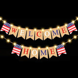 Welcome Home Banner With Led Decoration Fairy String Light 2 Flicker Mode Patriotic Banner Bunting Welcome Home Sign For Housewarming Military Celebration Family Party Supplies Gifts