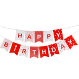 Red & White Happy Birthday Banner for Party Decorations & Supplies