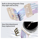 3 Pack Magnetic Braided Band for Galaxy Watch 8 40mm 44mm, Galaxy Watch8 Classic 46mm, One Click No Gap Elastic Stretchy Nylon Fabric Sport