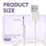 2 Pack Vibrator Charger USB to DC 2.5mm Fast Charging Cable Wand Adult Toys Replacement Dildo Charger Cord Compatible with 2.5mm DC Port Vibrators