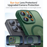 iPhone 16 Pro Case, Magnetic, Full Camera Protection, Magsafe, Shockproof, Deep Green