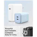 Spigen GaN III 652 65W 2 Ports Compact Foldable Dual USB C Wall Charger PD PPS Fast Charging Block Adapter for iPhone 16 Pro Max 15 14 iPad MacBook Air Samsung Galaxy S25 S24 Ultra Flip Fold 6 9