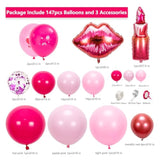 Pink Balloon Garland Kit: Lipstick & Kiss Foil Balloons - Party Decoration