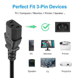 Power Cord Compatible With Samsung Plasma Tv, Ion Speaker, Dynex Panasonic Sony Philips Sanyo Lg Tv 6Ft 3 Prong Universal Power Cable Replacement