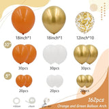 162pcs Orange White Gold Balloon Arch Kit with Confetti Balloons for Fall Party Decor