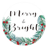120Pcs Large Christmas Stickers For Cards, 2" Merry & Bright Xmas Stickers With Holly, Christmas Gift Tags Sticker For Holiday Ornament Envelope Seals Goodie Bag Xmas Decorations