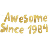 Awesome Since 1984 Gold Glitter Banner - 41St Birthday And Anniversary Party Decorations