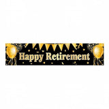 Happy Retirement Banner Black Gold Party Decorations Large Retirement Banner Yard Sign Backdrop Supplies Decoration For Indoor And Outdoor 78 X 17Inches